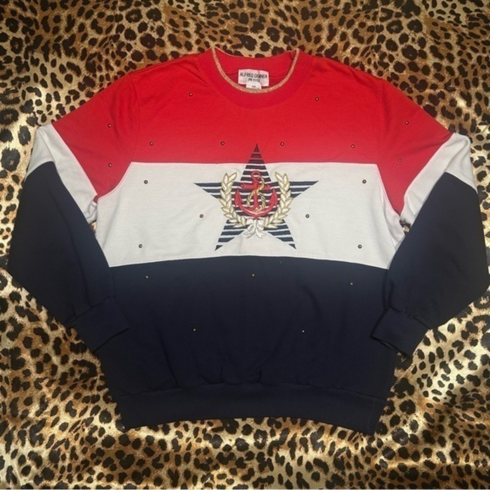 Vintage Alfred Dunner Nautical Themed Crewneck Sweatshirt